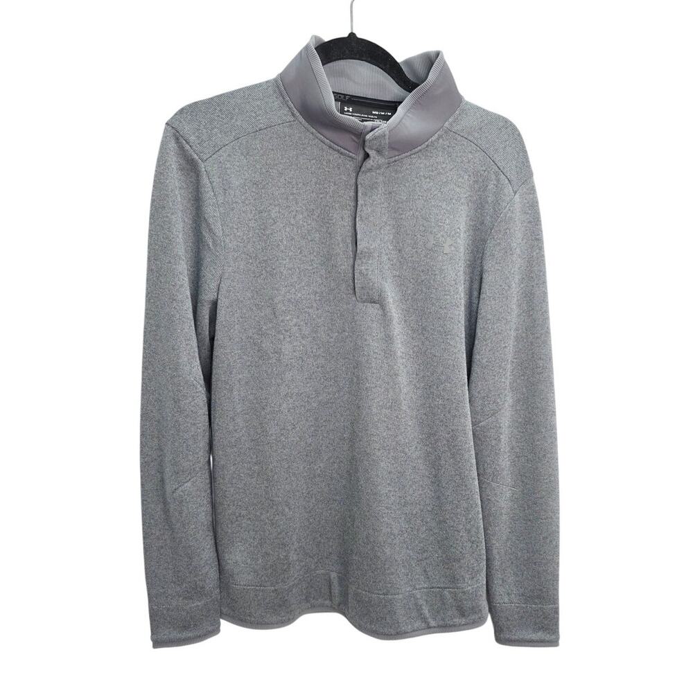 Under Armour Golf Storm Gray Sweater Fleece Snap Mock 1329832-513 Men's M